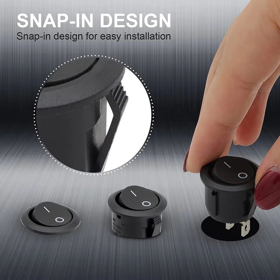 6Pcs Mini Rocker Switch 12 Volt ON Off Toggle Switch with Pre-Wired 6A/250V 10A/125V AC 12V DC Electrical Switches for DIY