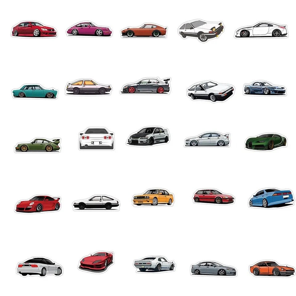 100pcs JDM Retrofit Racing Car Graffiti Stickers Laptop Guitar Luggage Bike Skateboard Toolbox