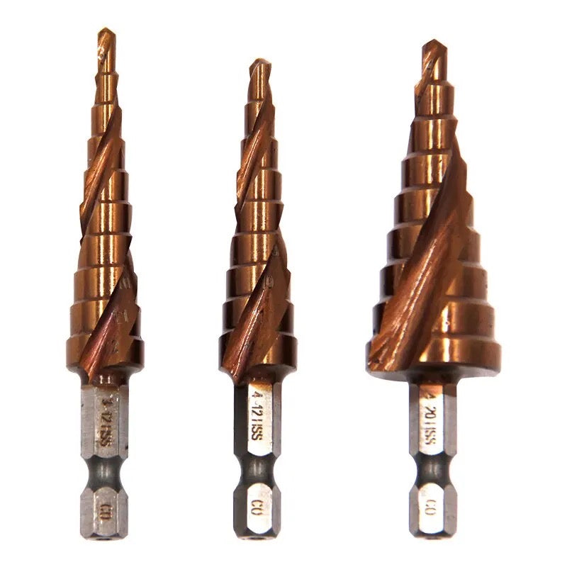 3pcs Cobalt Contains Step Drill Set Hexagonal 3-12mm 4-12mm 4-20mm