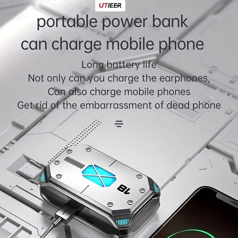 M41 Wireless Bluetooth Touch Digital Display In-Ear Sports Metal Texture Mecha Wind Dazzle Colour Light Magnetic Suction