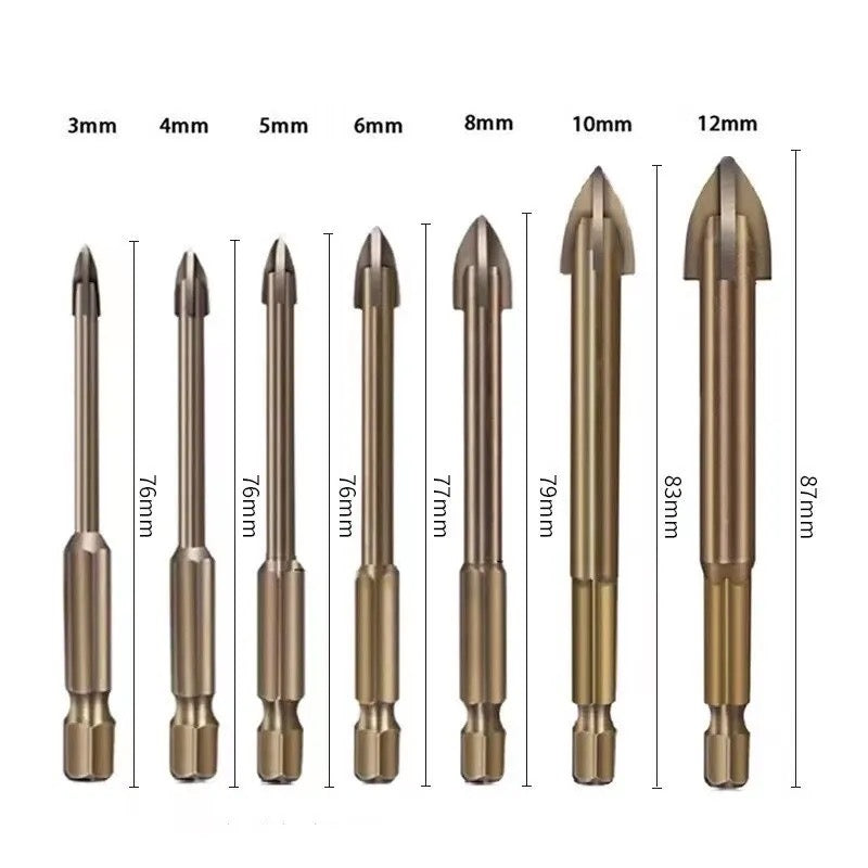 6pcs Set Cross Drill Bits Hex for Tile Glass Ceramic Concrete 3-4-5-6-8-10mm
