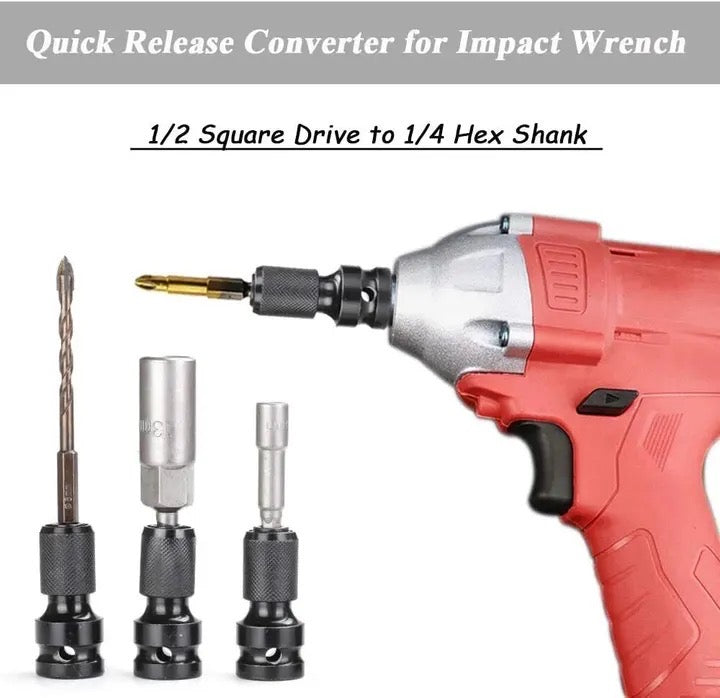 1/2 Inch Square To 1/4 Inch Hex Adapter for Impact Driver