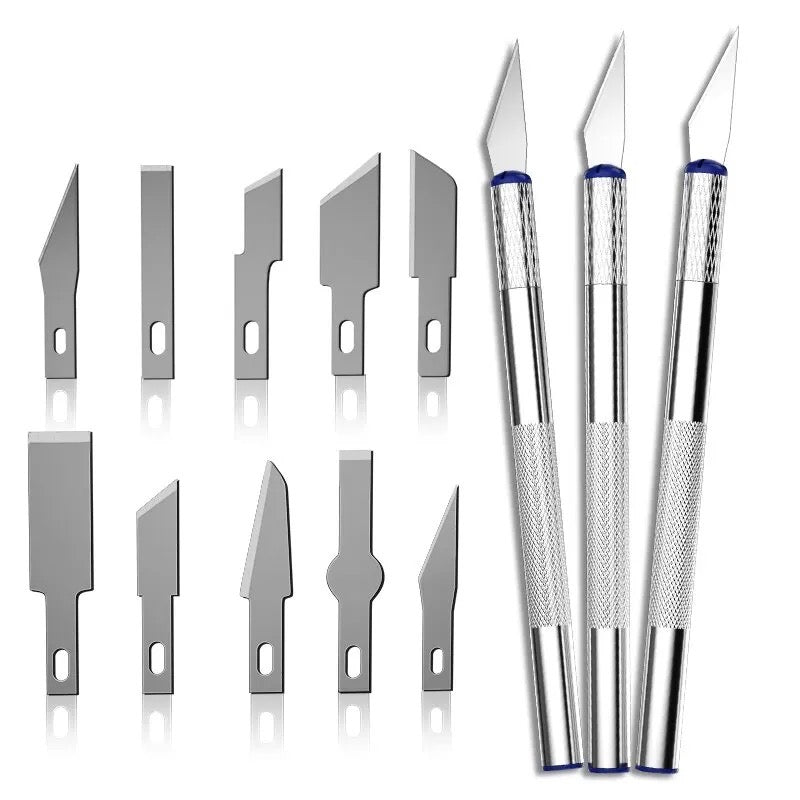 13Pcs Metal Carving Knife Pen Style Blue Box V1