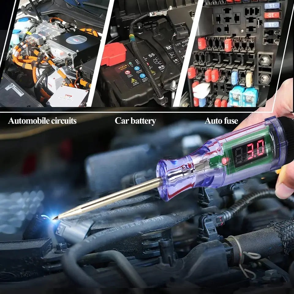 6V to 24V DC Car Truck Voltage Circuit Tester Digital Display Long Probe Pen Light Bulb Automobile Diagnostic Tools