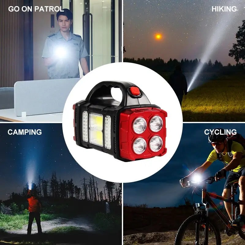 Solar Powered Rechargeable LED Multifunctional Portable Light USB Dual Light Source Outdoor Searchlight Camping Light