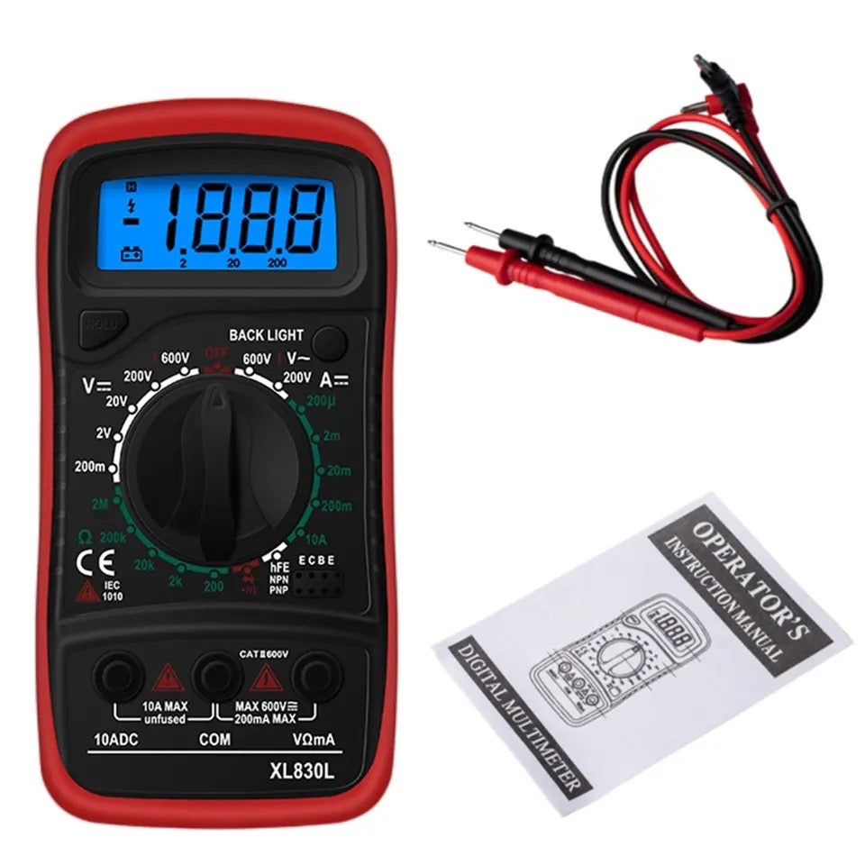 Digital Multimeter LCD Backlight Portable AC/DC Ammeter Voltmeter Ohm Voltage Tester XL830L
