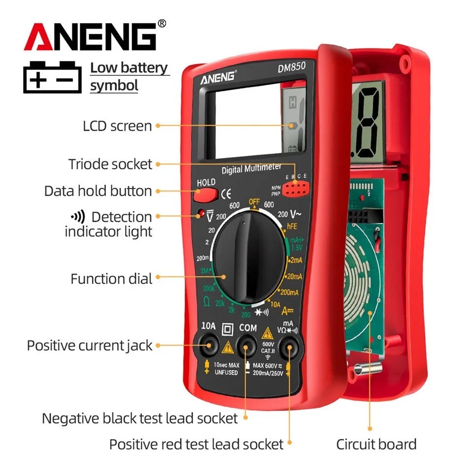 DM850 Digital Multimeter Eletric Professional Automatic AC/DC Votage Tester Current Ohm Ammeter Detector Tools