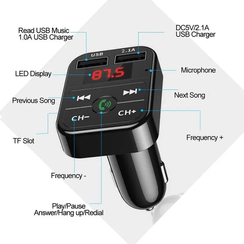 Car Mp3 Bluetooth Receiver Player Handsfree Call Fm Card Insertion Machine Usb Multifunction With Music Usb Drive