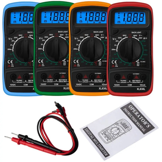 Digital Multimeter LCD Backlight Portable AC/DC Ammeter Voltmeter Ohm Voltage Tester XL830L