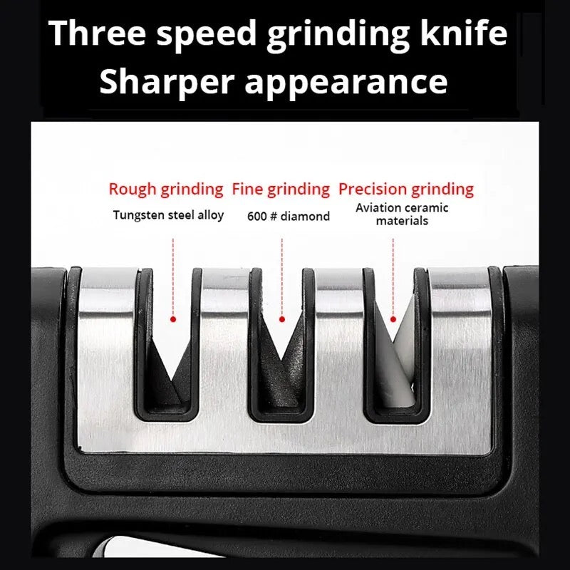 1pc Black Handheld Sharpener With Diamond Grinding Discs Convenient and Labor-Saving for Sharpening Kitchen Knives