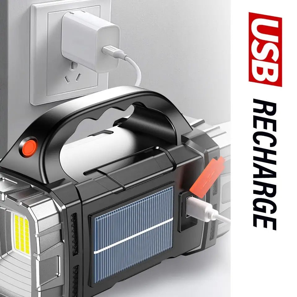 High Power Rechargeable LED Flashlight Multifunctional Portable Light with Side Light