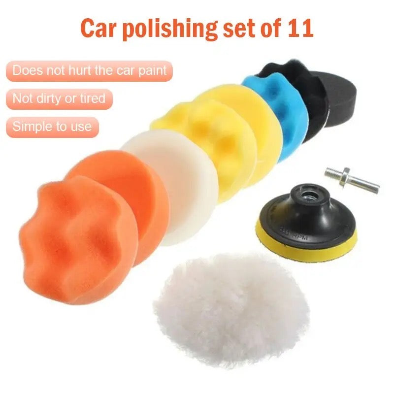 11pcs Polishing Sponge Plate Set With Drill Adapter