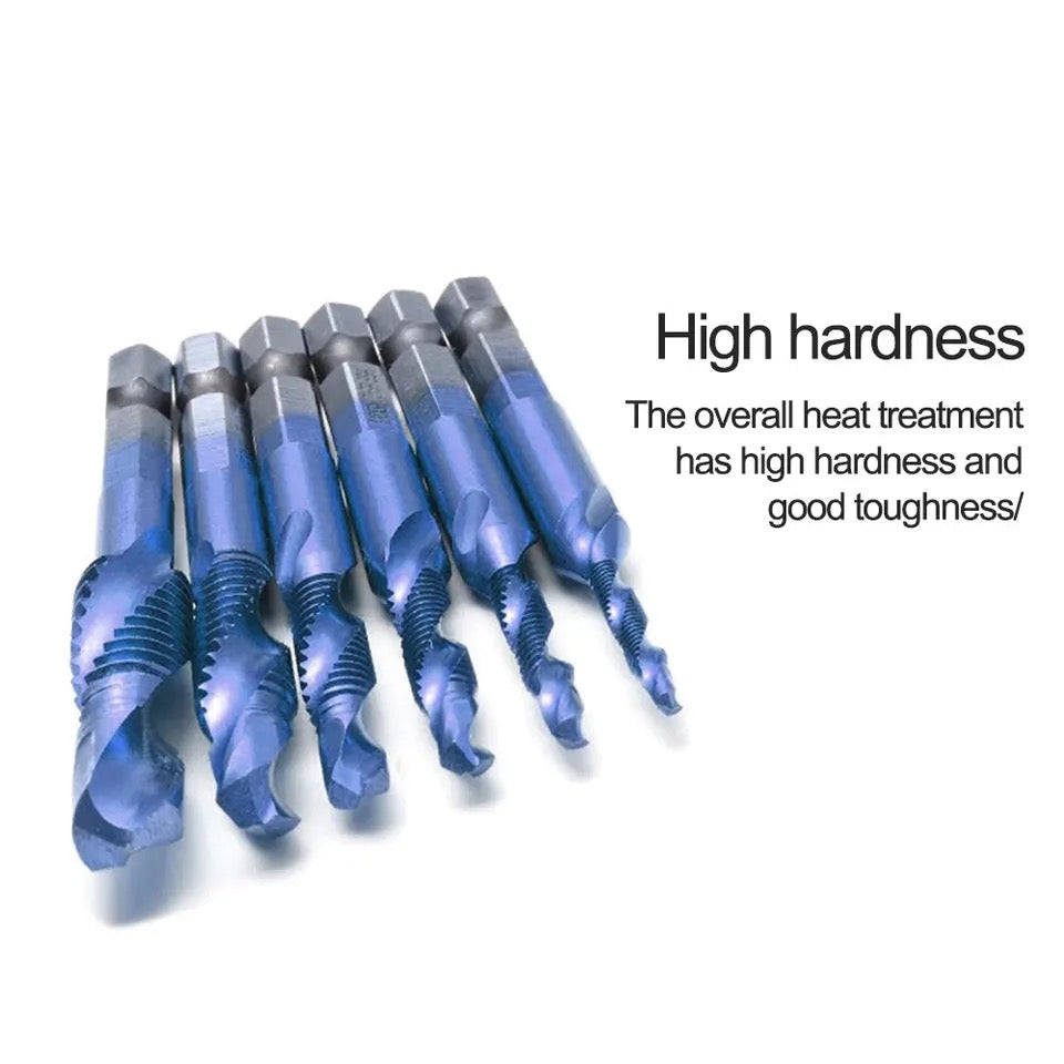 6pcs M3-M10 Screw Tap Drill Bits Set Hss Metric High Speed Steel 1/4