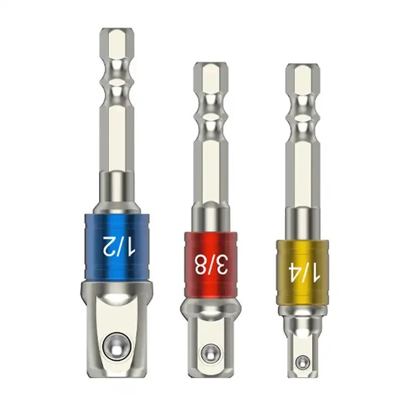 3pcs Color Hexagon Extension Square Head Socket Tool Set for Electric Screwdriver Impact Driver