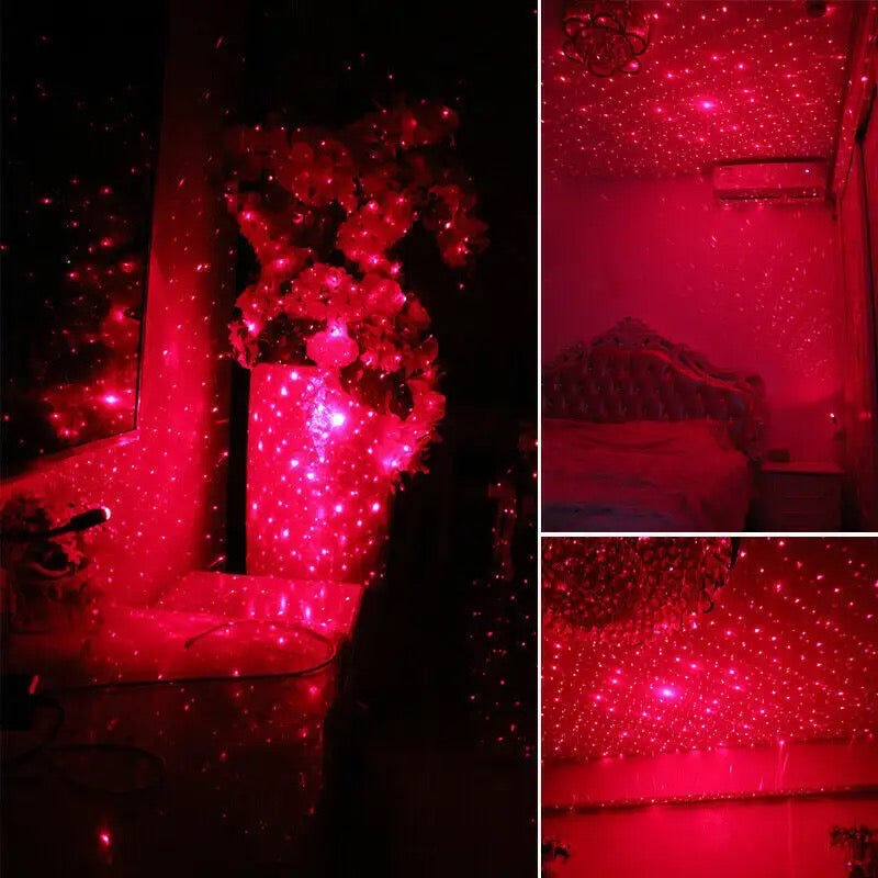 Romantic LED RED Starry Sky Night Light 5V 1A USB Plug Red Galaxy Star Projector Lamp for Car Roof Room Ceiling Decor