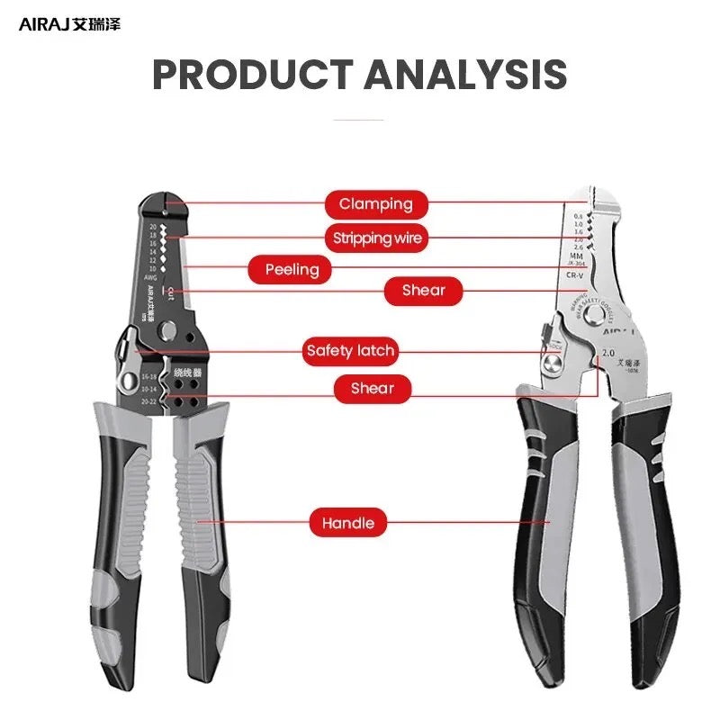 Wire Stripper Tools Multitool Plier Crimper Cable Cutter Multifunctional Stripping Tool Crimping Pliers Terminal
