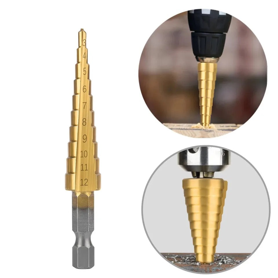 3pcs 3-12mm 4 -12mm 4-20mm HSS Step Drill Bit Set