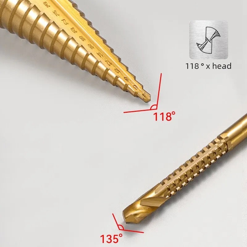 3pcs step drill bits 4-12/4-20/4-32mm and 3pcs sawtooth brill bits 3/6/8mm