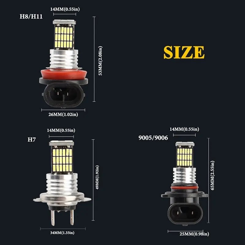 2PCS Fog Light LED Bulb H7 H8 H9 H11 9005 9006 LED 4014 Chips 45SMD Lens 12V Car Lamps Driving Auto Lamp