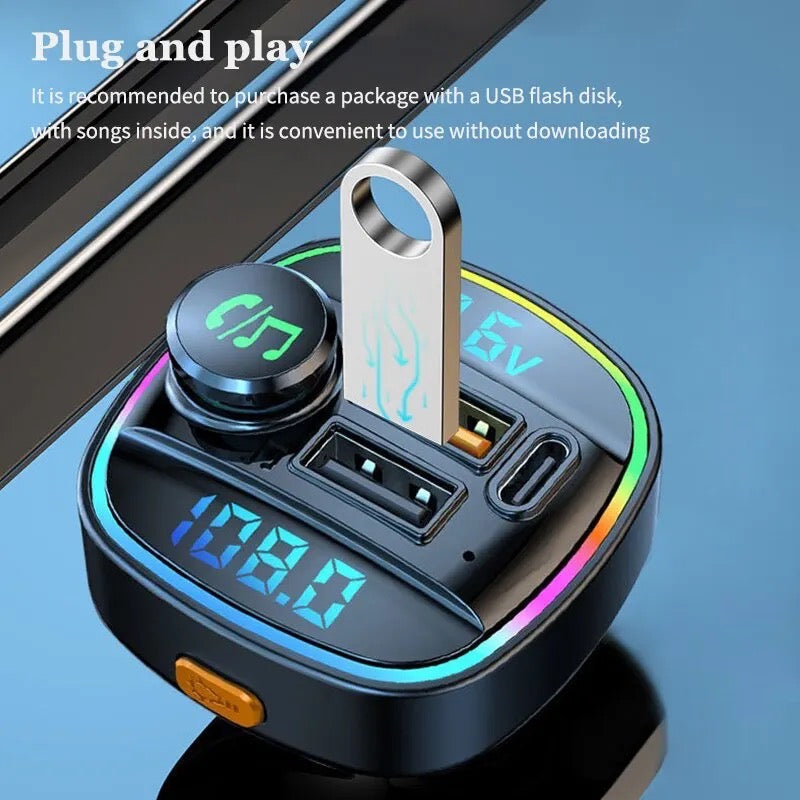 C22 Car Bluetooth Charger Car MP3 Bluetooth Player Lossless Sound Quality USB Quick Charger