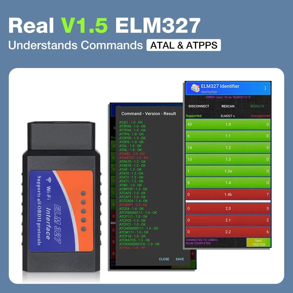 OBD2 Car Scanner ELM327 Auto Diagnostic Detector Code Reader Tool V1.5 WIFI