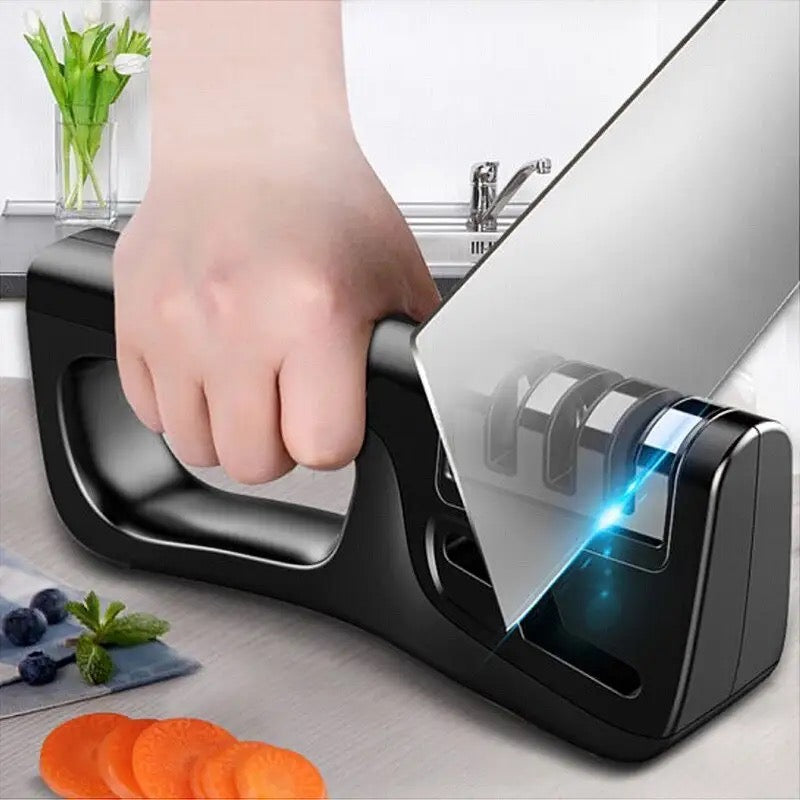 1pc Black Handheld Sharpener With Diamond Grinding Discs Convenient and Labor-Saving for Sharpening Kitchen Knives