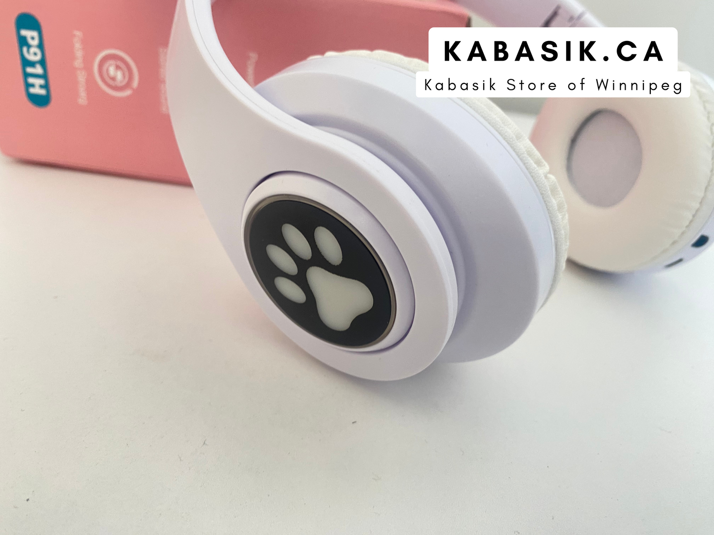 P91H Cute Cat Ears BT Wireless Headphone White