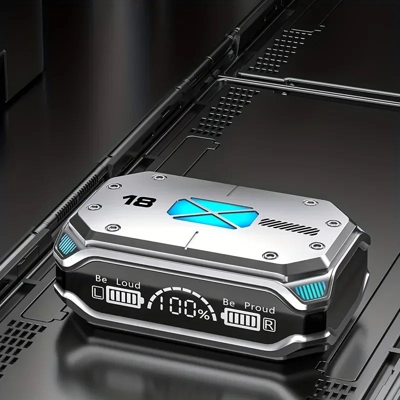 M41 Wireless Bluetooth Touch Digital Display In-Ear Sports Metal Texture Mecha Wind Dazzle Colour Light Magnetic Suction