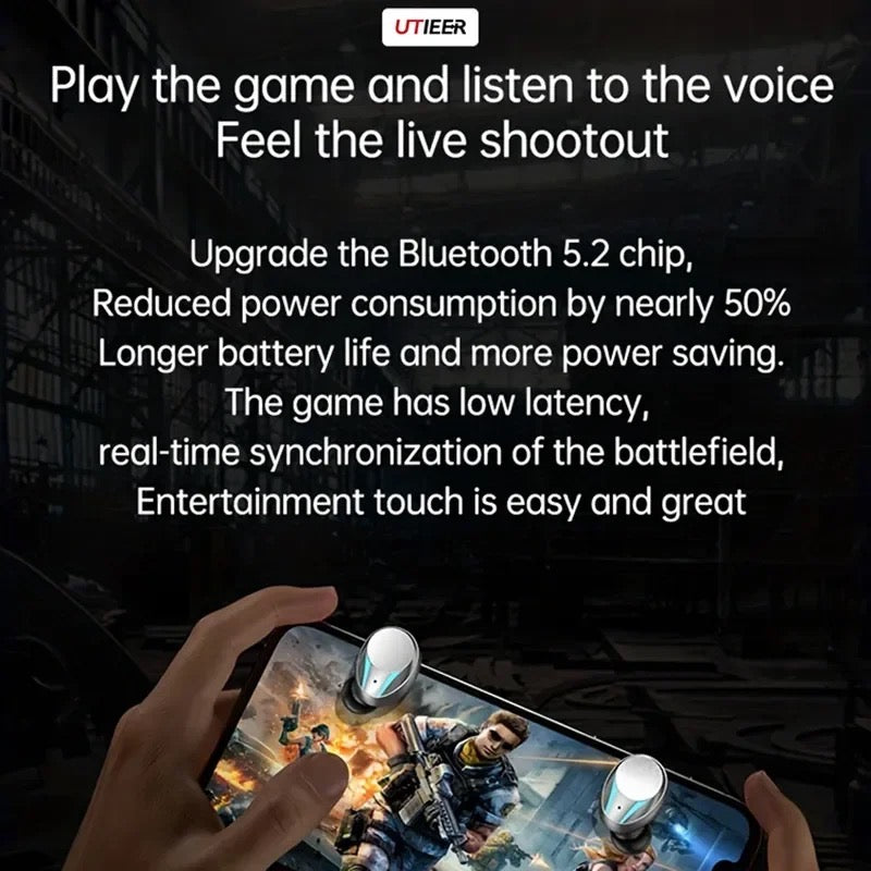 M41 Wireless Bluetooth Touch Digital Display In-Ear Sports Metal Texture Mecha Wind Dazzle Colour Light Magnetic Suction