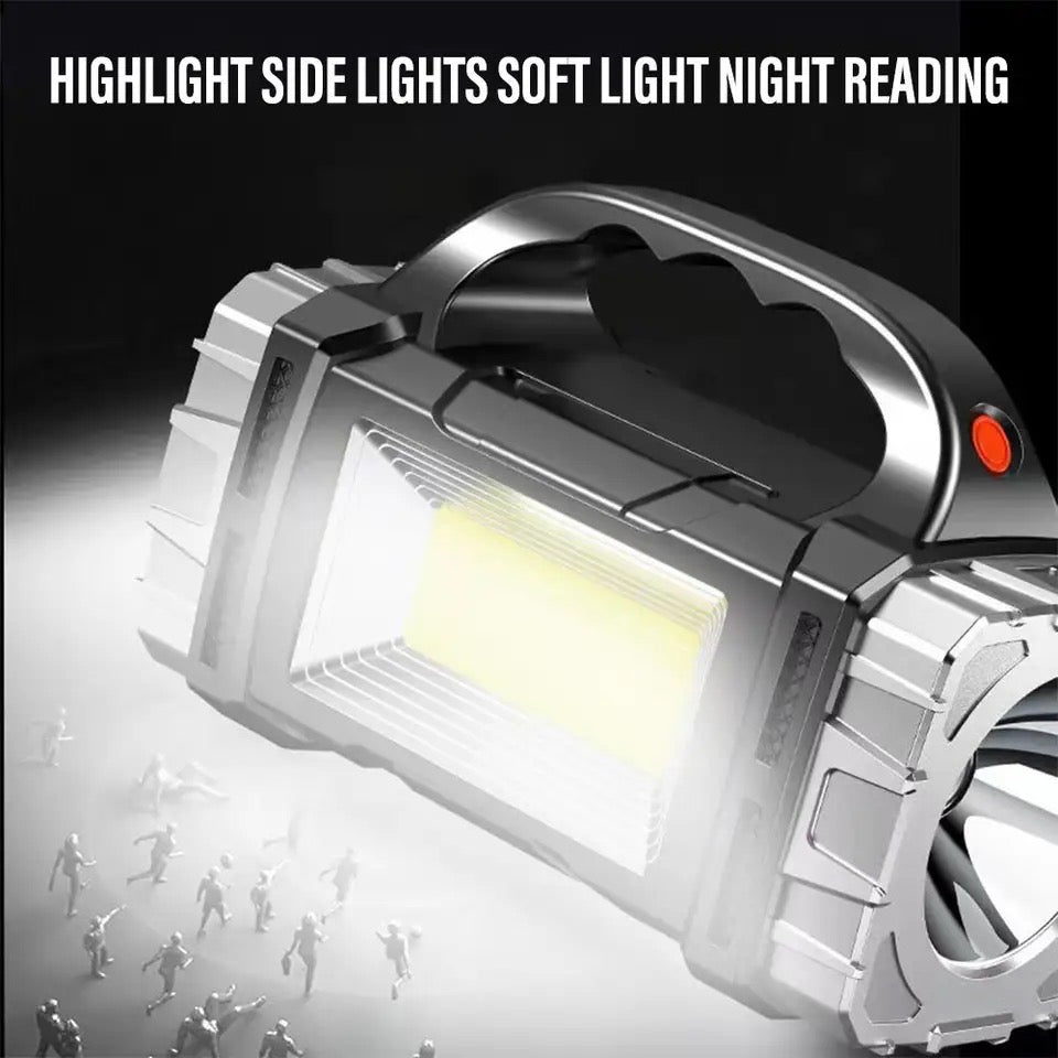 High Power Rechargeable LED Flashlight Multifunctional Portable Light with Side Light