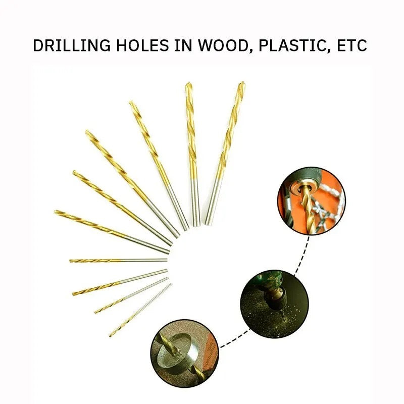 50pcs Titanium Plated Drill Bits Set 1mm to 3mm