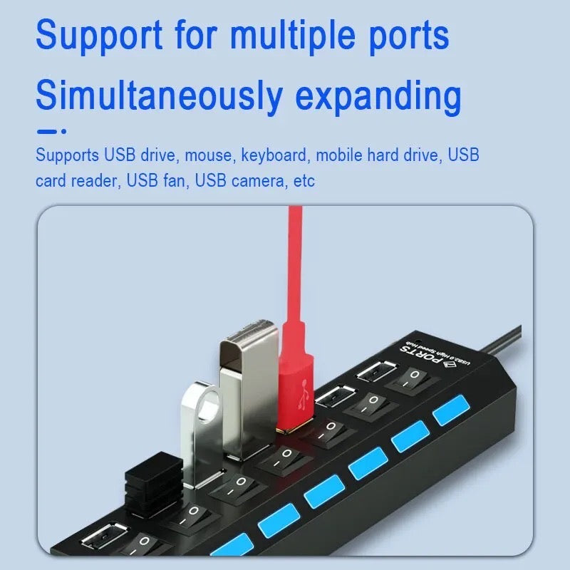 7-Port Usb Splitter Laptop Desktop Computer