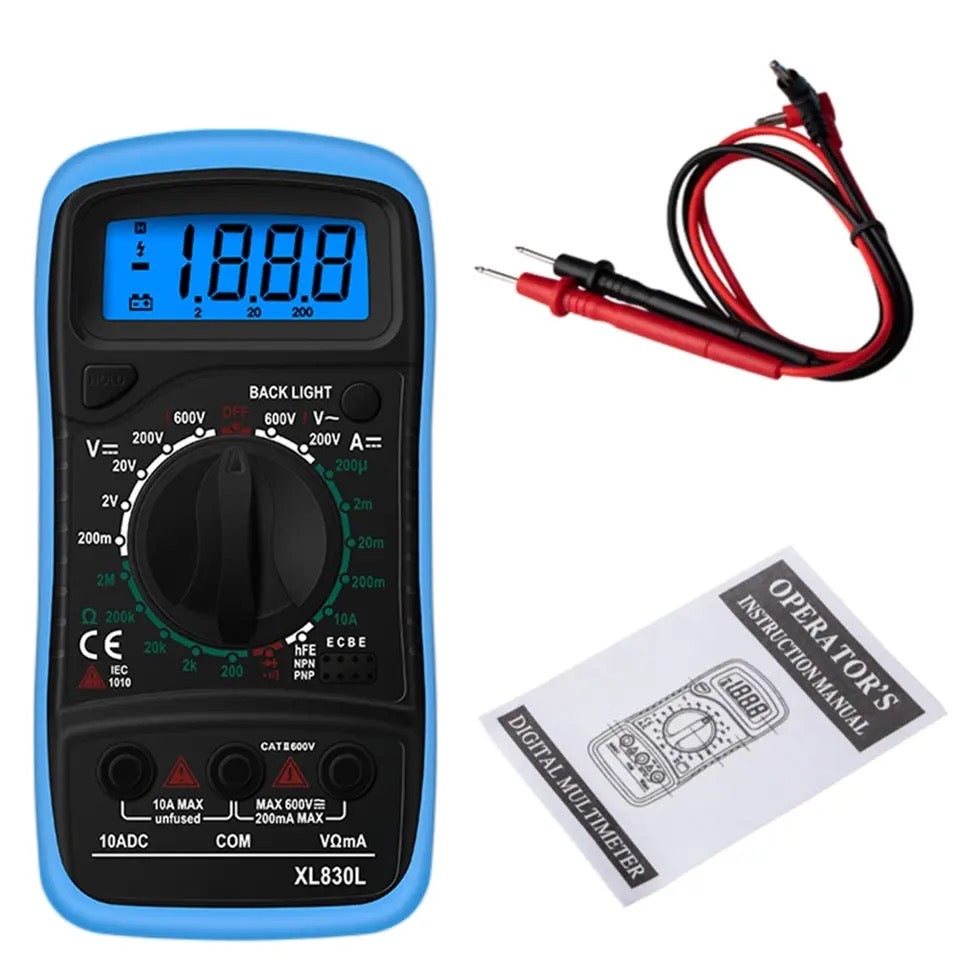 Digital Multimeter LCD Backlight Portable AC/DC Ammeter Voltmeter Ohm Voltage Tester XL830L