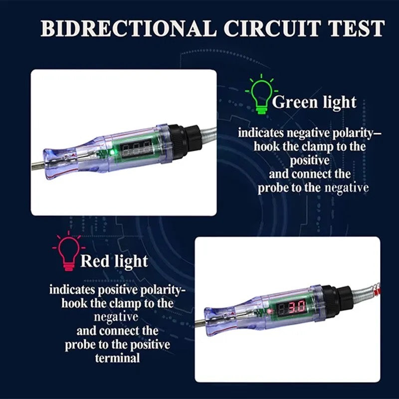 6V to 24V DC Car Truck Voltage Circuit Tester Digital Display Long Probe Pen Light Bulb Automobile Diagnostic Tools