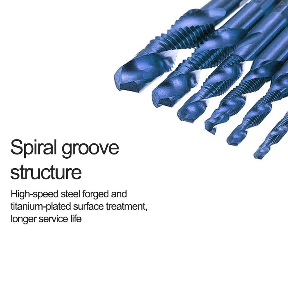 6pcs M3-M10 Screw Tap Drill Bits Set Hss Metric High Speed Steel 1/4