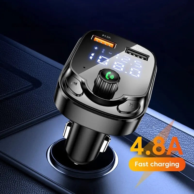 4.8A Car Bluetooth 5.0 FM Transmitter 2 USB Fast Charger QC3.0 Fast USB Type C Car Charger Mp3 Player Support TF Card