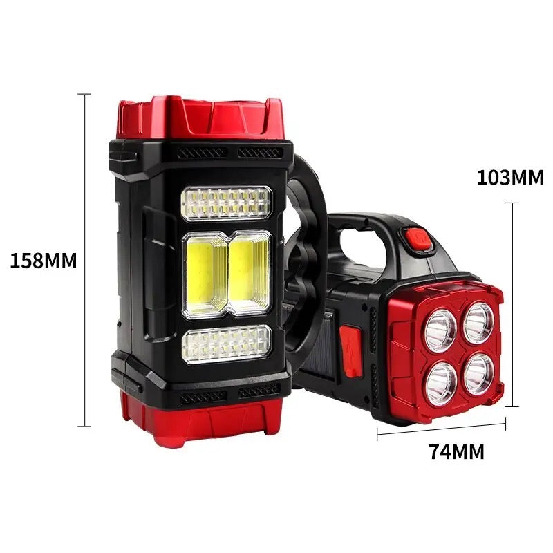 Solar Powered Rechargeable LED Multifunctional Portable Light USB Dual Light Source Outdoor Searchlight Camping Light
