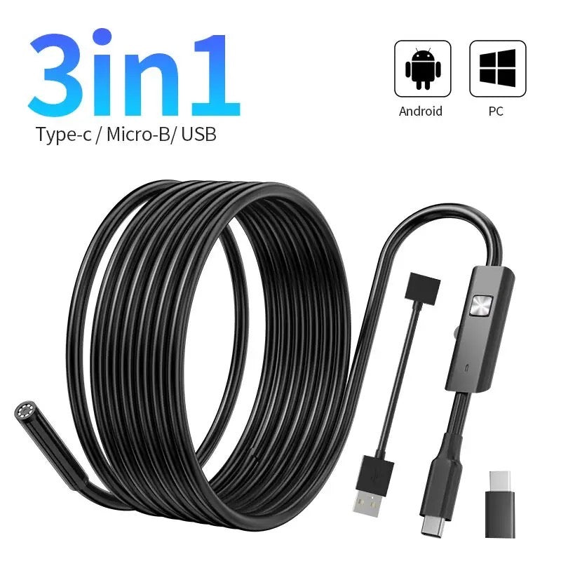 Android Endoscope 5.5mm Borescope Inspection Snake Camera Waterproof with 6 LED Lights Compatible with Android Phone PC
