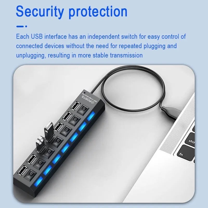 7-Port Usb Splitter Laptop Desktop Computer