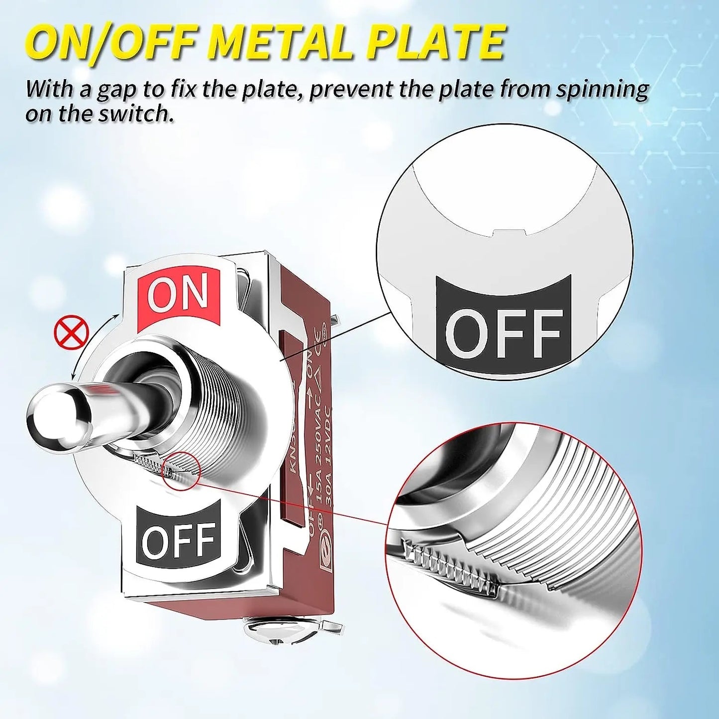 2Pcs Waterproof Toggle Switch 12V DC 30A Heavy Duty 250V AC 15A SPST 2 Pin ON Off Switch with Weatherproof Boot Cover