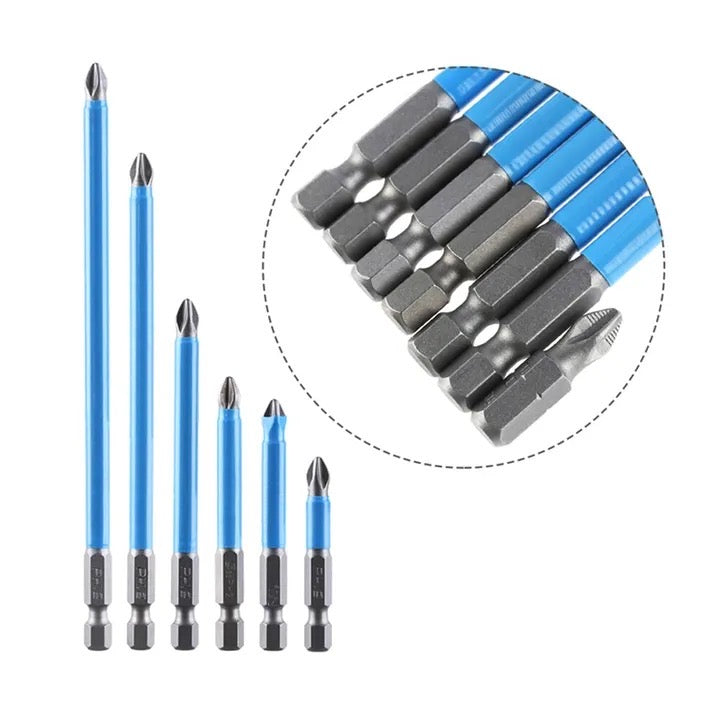 6pcs 50mm-150mm PH2 Phillips Head Screwdriver Drill Bits Set Hex Shank Magnetic Non Slip