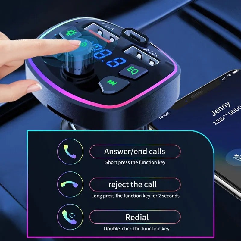 Q7 Car MP3 Player Bluetooth Charger Hands-free FM Transmitter Multi-function Plug-in Card