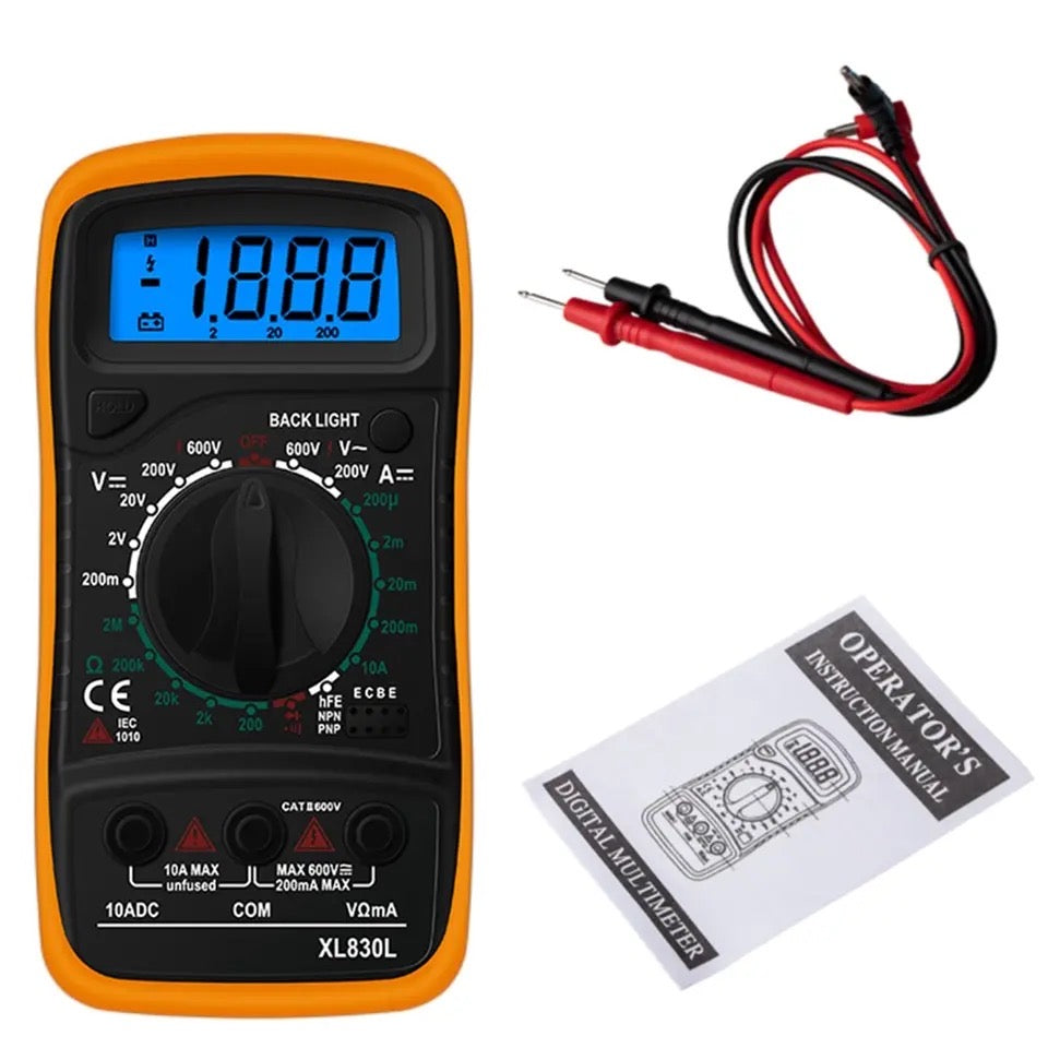 Digital Multimeter LCD Backlight Portable AC/DC Ammeter Voltmeter Ohm Voltage Tester XL830L