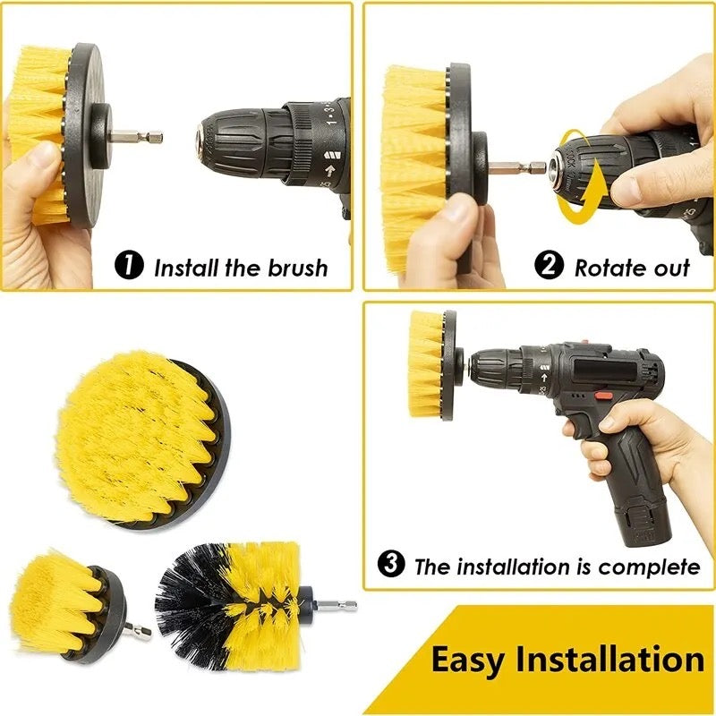 3pcs Drill Brush Attachment Set Power Scrubber Brush