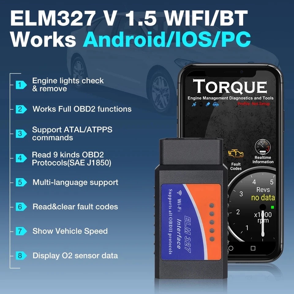 OBD2 Car Scanner ELM327 Auto Diagnostic Detector Code Reader Tool V1.5 WIFI