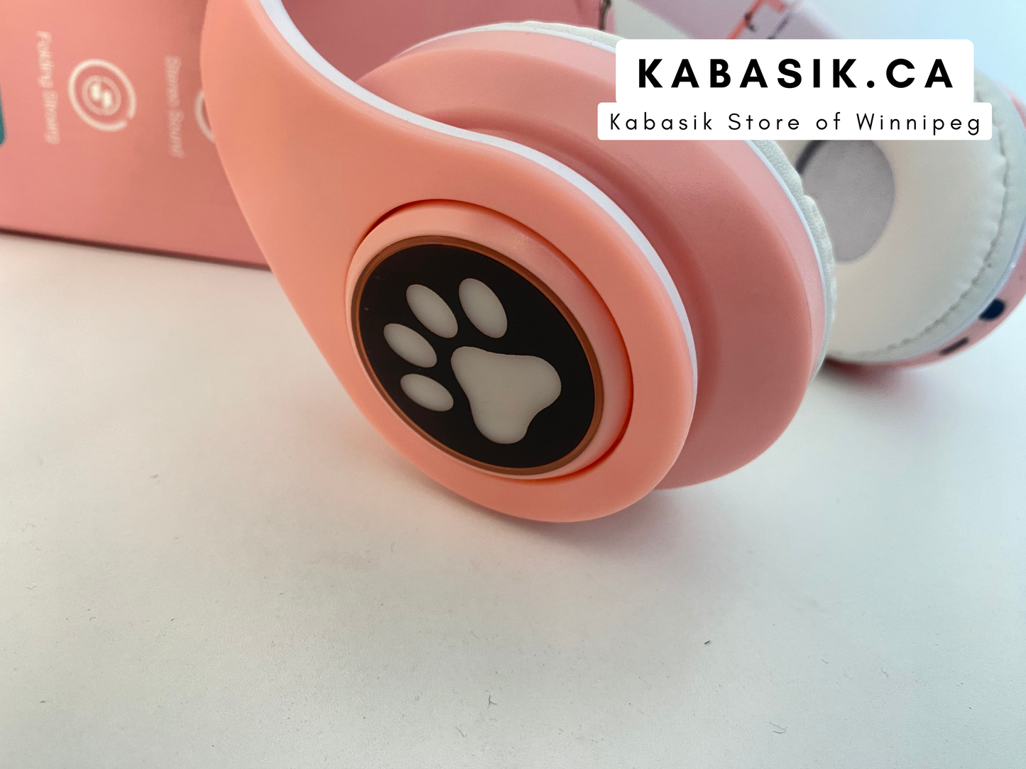 P91H Cute Cat Ears BT Wireless Headphone Com Mic E Flash Light
