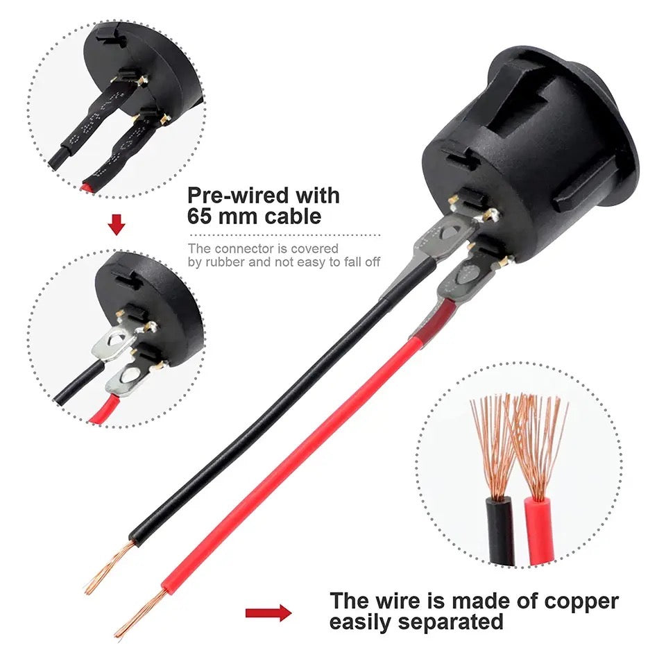 6Pcs Mini Rocker Switch 12 Volt ON Off Toggle Switch with Pre-Wired 6A/250V 10A/125V AC 12V DC Electrical Switches for DIY