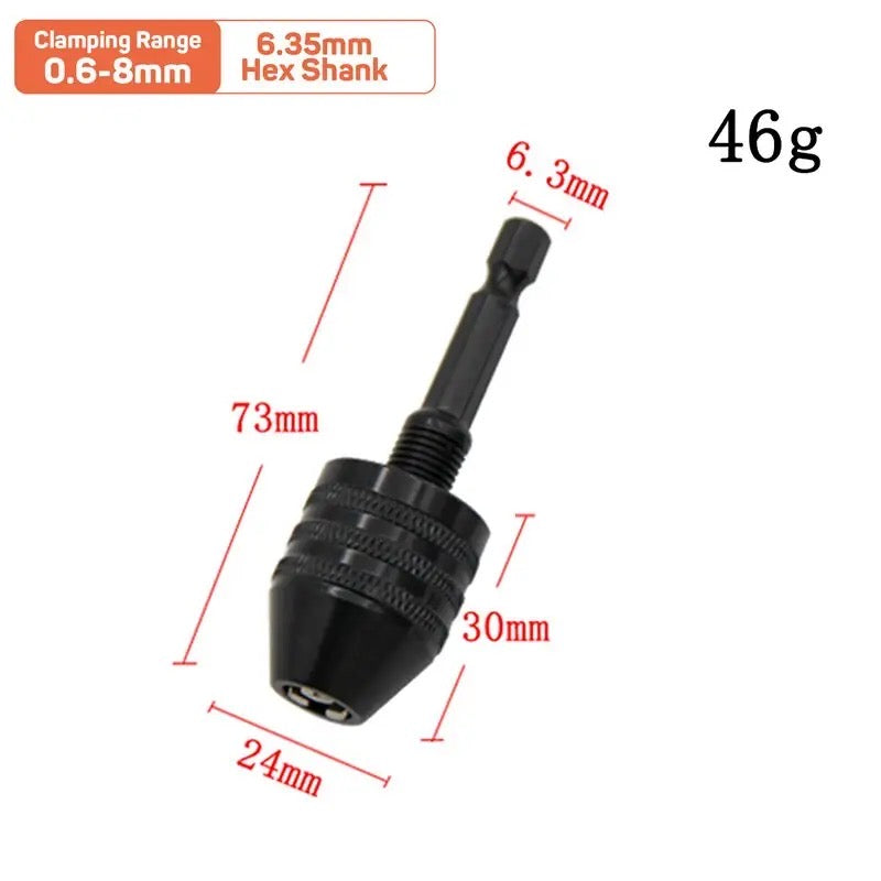 Hex to Drill adapter for 0.8-8.0mm drill bits