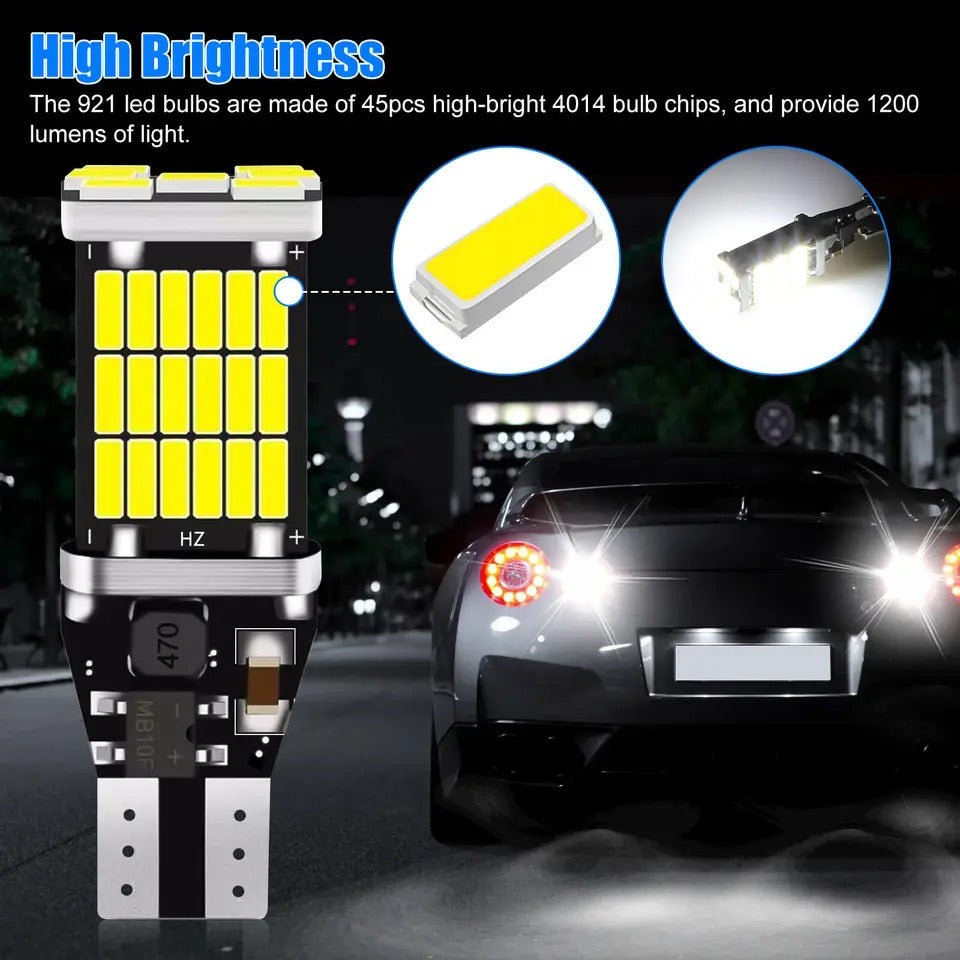 2pcs/set Signal Lamp T15 Led Super Bright W16W Led Bulbs 912 921 For Reverse Lamp Backup Parking Light 12V White