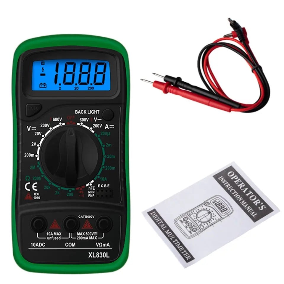 Digital Multimeter LCD Backlight Portable AC/DC Ammeter Voltmeter Ohm Voltage Tester XL830L